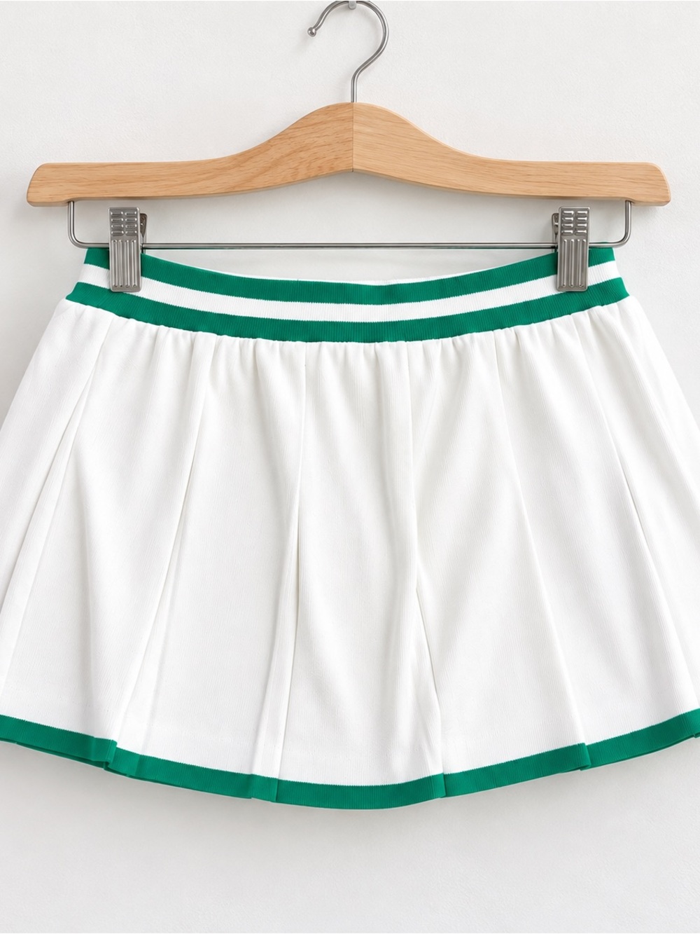 Daisy Women’s Tennis Skort Size Large White Green Pleated Built In Shorts Cotton
